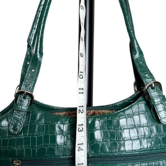 MAXX New York Green Croc Embossed Leather Shoulder Bag Silver Hardware Mobwife - Picture 13 of 16